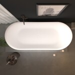 Erga Lina, volně stojící vana 150x73 cm + odtoková zátka, bílá lesklá, ERG-LINA-150073-WH-WH