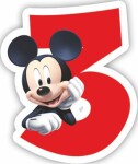 Procos Mickey Mouse dortová svíčka bílá s červeným číslem 3 Procos Mickey Mouse dortová svíčka bílá s červeným číslem 3