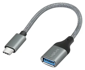 LogiLink adaptér USB-C - USB-A šedý / Adaptér / USB 3.2 Gen1 / 5 Gbit/s / OTG / 0,15 m (CU0106)