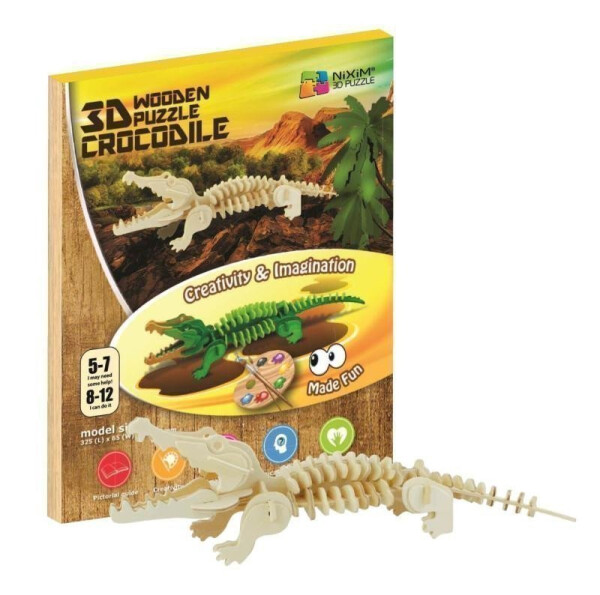 NiXiM Dřevěné 3D puzzle - Krokodýl