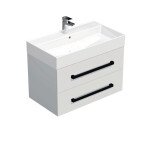 Koupelnová skříňka s černou úchytkou a umyvadlem SAT Cube Way 80x53x46 cm bílá lesk CUBE46C802BISAT CUBE46C802BISAT
