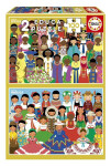 Puzzle Dívky z Ameriky a Afriky 2x100 dílků