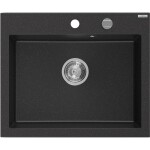 MEXEN - Elix granitový dřez 1-miska 600 x 500 mm, černá/stříbrná metalik, sifon chrom 6525601005-73