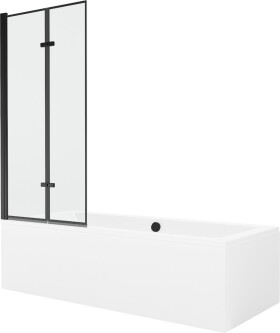 MEXEN/S - Cube obdélníková vana 170 x 80 cm s panelem + vanová zástěna 80 cm, černá vzor 550517080X9208027070