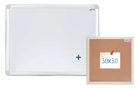 AVELI Magnetická tabule 60x45 cm / hliníkový rám / set s korkovou nástěnkou 30x30 cm (SET-00090)