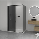 CERANO - Sprchový kout Lantono L/P - 8 mm - Soft-Close - černá matná, grafitové sklo - 100x80x195 - posuvný CER-8050BD7512