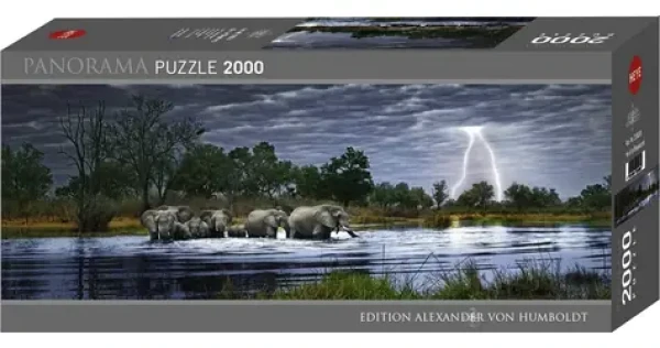 HEYE Panoramatické puzzle Sloní stádo (Botswana)