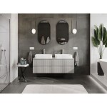 MEXEN/S - Rivel koupelnová skříňka pod umyvadlo 140 cm s deskou, 2 zásuvky, reliéf , šedá mat 91A20-14047-2-BFFC62