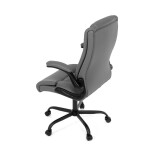 Křeslo kancelářské, šedá ekokůže, kovový kříž, kolečka na tvrdé podlahy