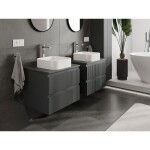 MEXEN/S - Rivel koupelnová skříňka pod umyvadlo 60 cm s deskou, 2 zásuvky, reliéf , grafit mat 91A20-06047-2-BFFC66