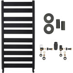 CERANO - Koupelnový radiátorový set Marco - ústřední vytápění - boční připojení - 816W - černá matná - 1125x550 mm CER-663454