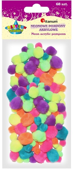 Titanum Bambulky pompom Titanum, neonový mix 68 ks