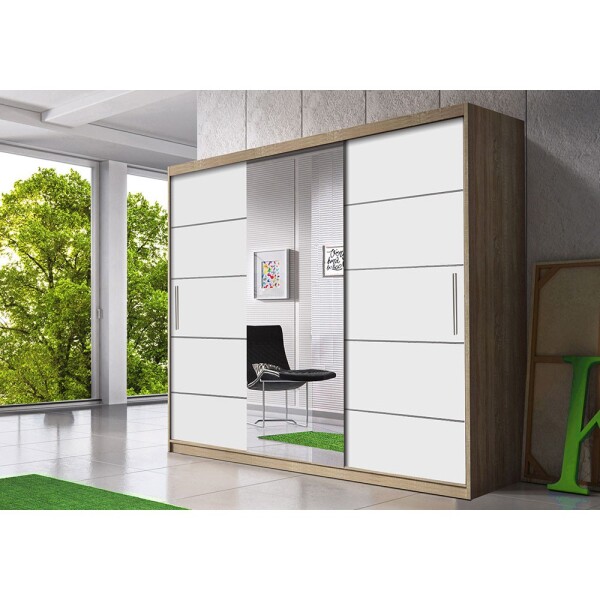 Šatní skříň Multi 23 Barva korpusu: Dub - sonoma, Rozměry: 233 cm, Dveře: Bílé