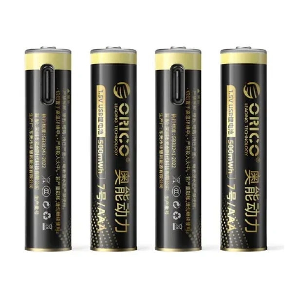 Orico Ener-G EG7C černá / Nabíjecí baterie AAA / USB-C / 1,5V / 500mWh / 4 ks