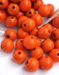 Dřevěné korálky Detoa - oranžové - ∅ 10 mm - 10 ks