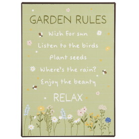 Ib Laursen Plechová cedule Garden Rules, zelená barva, kov