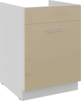Spodní skříňka pod dřez Lara 60 ZL 1S BB - Premium Box Barva korpusu: Bílá, Barva dvířek: Cappucino lesk