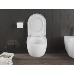 MEXEN/S - Carmen Závěsná WC mísa Rimless Tornado včetně sedátka s slow, duroplast, bílá lesk 30880200T