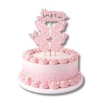 Dortisimo Zápich do dortu Happy Birthday s motýly růžový (4 ks)