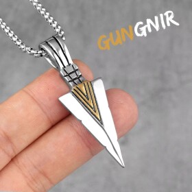 Pánský ocelový náhrdelník Ódinovo kopí GUNGNIR - chirurgická ocel, Stříbrná 60 cm