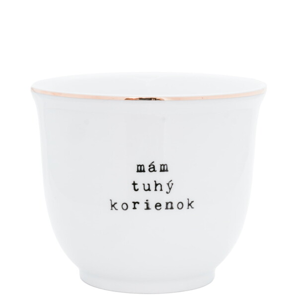 Bella Rose Porcelánový obal na květináč Mám tuhý korienok 10 cm - SK, bílá barva, zlatá barva, porcelán