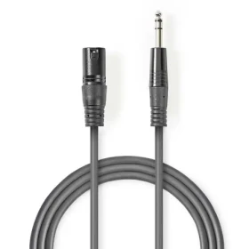 Nedis Vyvážený Audio kabel XLR 3pinový (M) - jack 6.35 mm (M) 1.50 m tmavě šedá (COTH15100GY15)