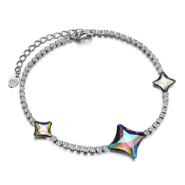 Náramek Swarovski Elements Emily, Stříbrná 17 cm + 3 cm (prodloužení)