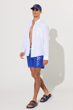 AC&Co Altınyıldız Classics Men's Navy Blue Standard Fit, Normal Cut, Pocket Pocket Quick Dry Patterned Marine Shorts.