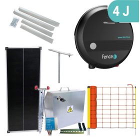 Expert sada solární ohradník - Kompletní bezpečnostní schránka + 4J zdroj, panel 100 W, síť ovce 90cm