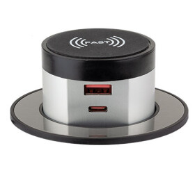 STRONG PowerUp 1x USB A/C nabíječka + bezdrátová nabíječka 10W, imitace nerezi (492988)