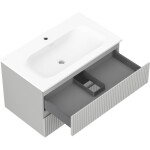 MEXEN/S - Rivel koupelnová skříňka 80 cm s umyvadlem Vela, 2 zásuvky, reliéf , šedá mat/bílá mat 91A20-08047-2-BFF62-W23M01