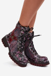 Dámské kotníčkové kožené workery 07072-23 Bordó vzor - Maciejka bordo vzor 41
