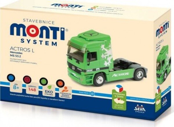 Stavebnice Monti System MS 53.2 Actros L (zelený) 1:48 v krabici 22x15x6cm