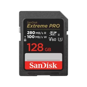 SanDisk Extreme PRO SDXC 128GB / Paměťová karta / Class 10 / UHS-II U3 / V60 / čtení: 280 MB/s / zápis: 100 MB/s (SDSDXEP-128G-GN4IN)
