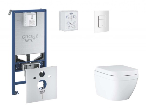 GROHE - Rapid SLX Set předstěnové instalace, klozetu, sedátka SoftClose a tlačítka Skate Cosmopolitan, Triple Vortex, alpská bílá SANI11BB3105