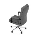 Židle kancelářská, šedá ekokůže, kříž kov chromový, houpací mechanismus, čalouněné područky