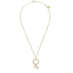 Ocelový náhrdelník s perlou Lyra Gold, chirurgická ocel, Zlatá 45 cm