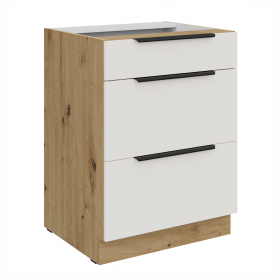 Spodní skříňka Aria 60 D 3S BB - Premium Box Barva korpusu: Dub artisan, Barva dvířek: WH - Crystal white AFM