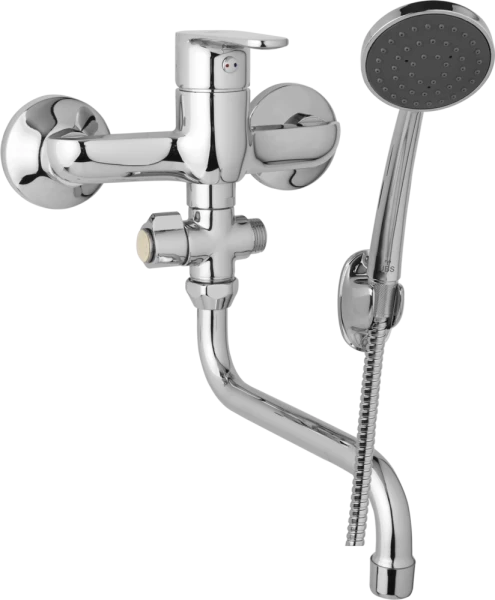 JB Sanitary Nástěnná umyvadlová a sprchová baterie TIRA, rozteč 150 mm, otočný přepínač, s příslušenstvím, trubkové ramínko 200 mm D10 37 31