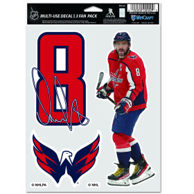 Wincraft Samolepky Alex Ovechkin Washington Capitals NHL Multi Use 3 Fan Pack Decal