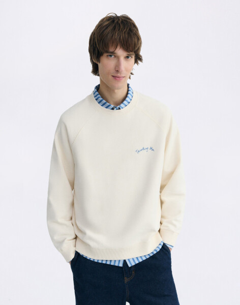 Thinking MU Dori Patch Pannacota Pepe Sweatshirt ECRU S