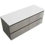 CERANO - Koupelnová skříňka Carole - betonově šedá + deska pod umyvadlo z lit. mramoru Elanys - 12 mm - bílá matná - 120x49,2x46 CER-8050BD85511