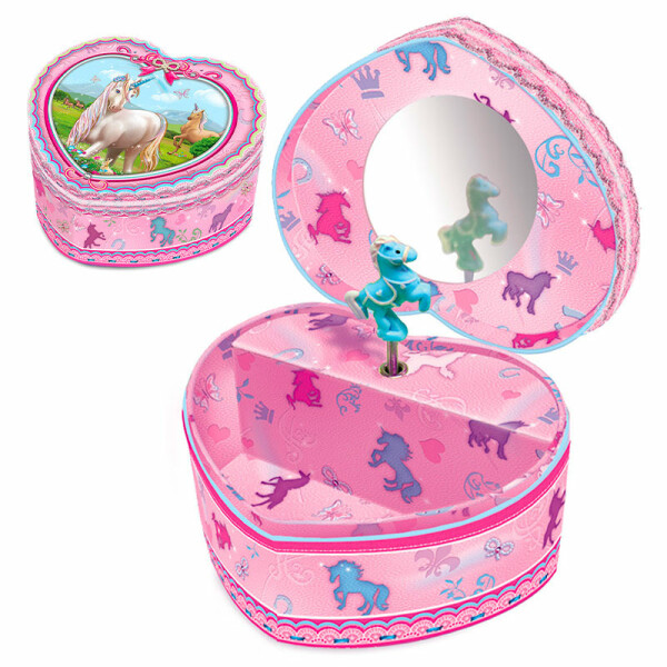 Šperkovnice s koníkem ve tvaru srdce - růžová - Sparkys