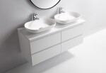 CERANO - Koupelnová skříňka Carole + deska pod umyvadlo Navira Pro - 36 mm - bílá matná - 120x51,6x46 CER-668264