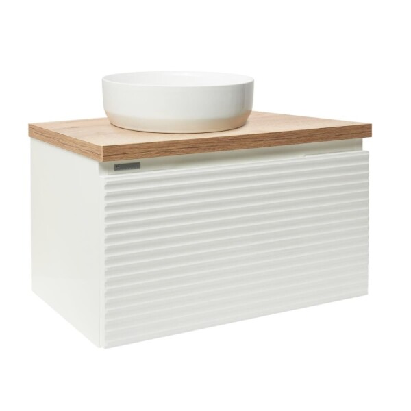 Koupelnová skříňka pod umyvadlo Naturel Savona 98x43x44,8 cm bílá lesk, deska dub halifax SAVONA100BIDDH SAVONA100BIDDH