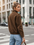 Dámská semišová bunda / bomber TY5578 Tmavě hnědá - Fashion Street M tmavě hnědá