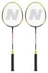 NILS NRZ204-1 / Sada 2 badmintonových raket / ocel + hliník / 66 cm / + pouzdro + 3 péřové letky