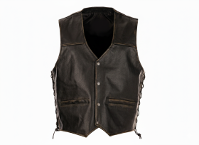 Pánská Kožená Vesta Chopper Rub Off Brixton Černá Velikost: 2XL