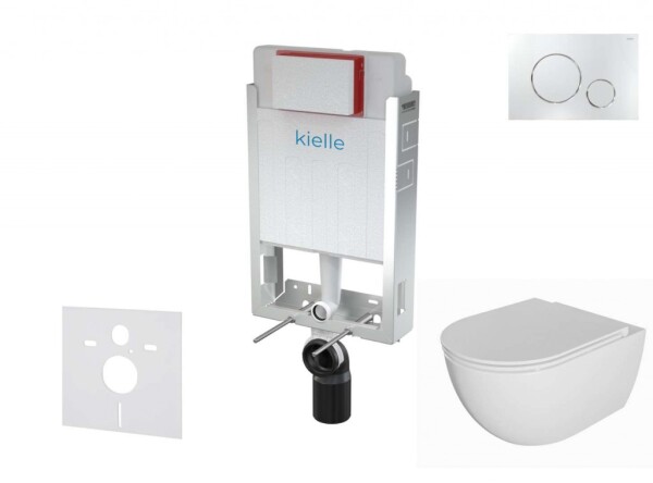 Kielle - Genesis Set předstěnové instalace, klozetu Oudee, sedátka softclose a tlačítka Gemini II, lesklý chrom 30505SZ75