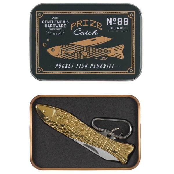 GENTLEMEN'S HARDWARE Kapesní nožík Fish Pen Knife, zelená barva, zlatá barva, kov